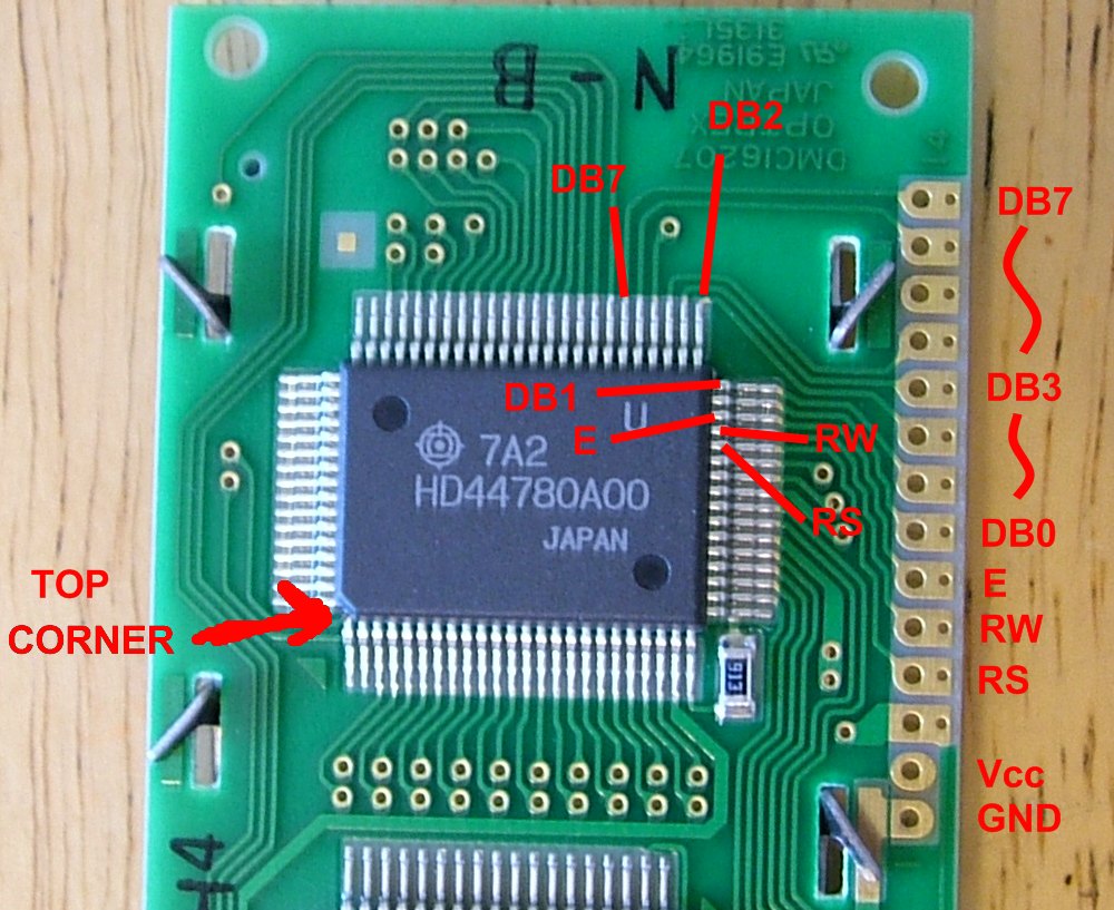 Back of the LCD board showing the ICs