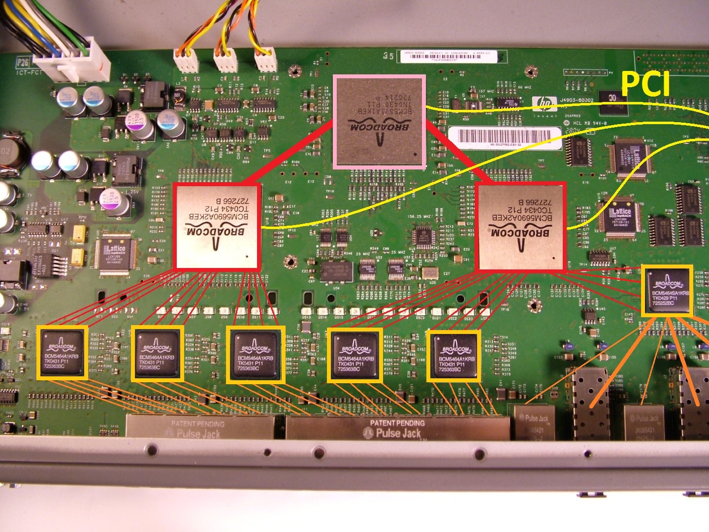 Switch fabric diagram with transceivers 1Gb switches and 10Gb switch